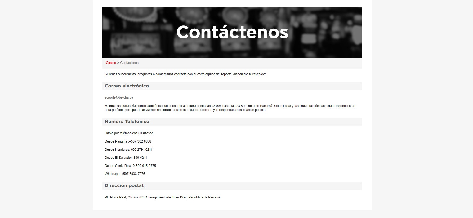 Betcha Panama Atención al cliente