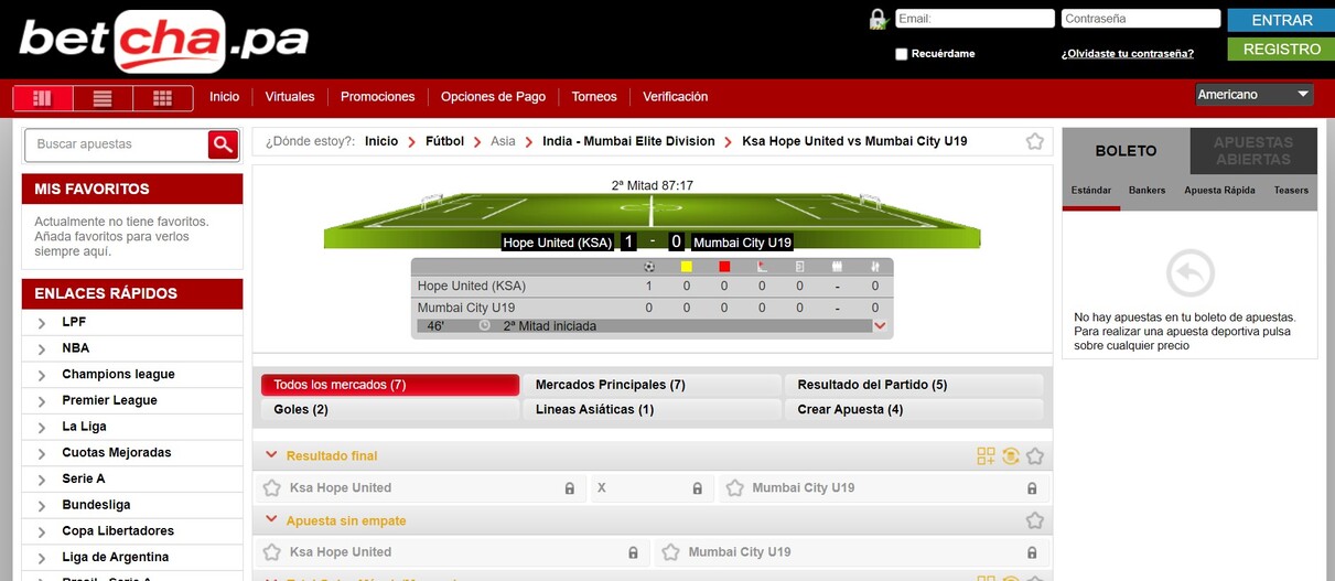 Betcha Panama Deportes apuestas en vivo pc