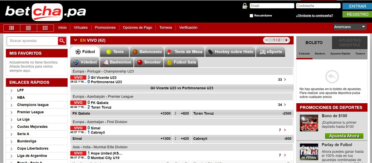 Betcha Panama Deportes Pagina pricipal pc