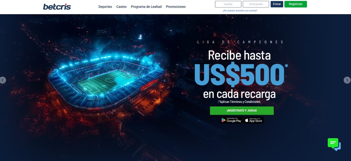 Betcris Panama Pagina principal pc