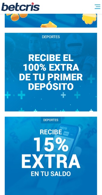 Betcris Panama Promociones versión móvil