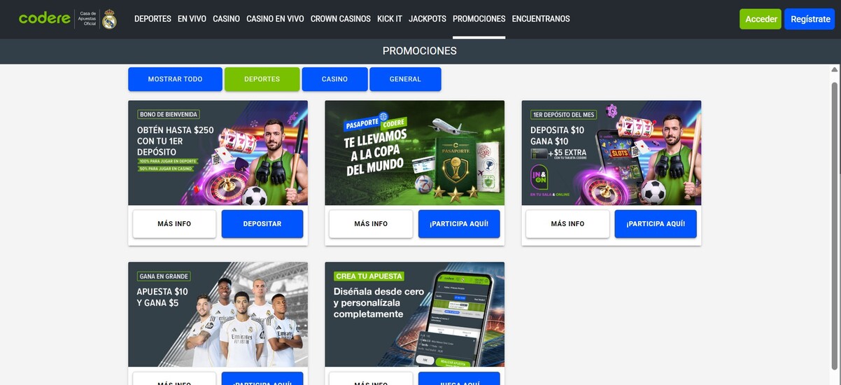 Codere Promociones Deportes Panamá pc