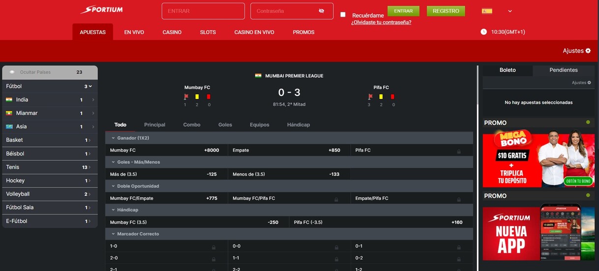 Sportium Apuestas en vivo Deportes Panamá pc