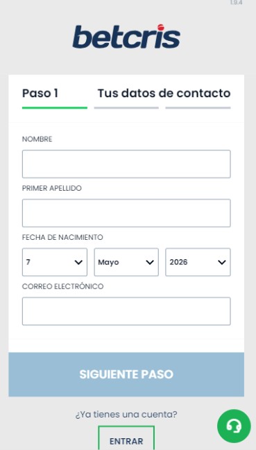 Betcris Panama Casino Registro versión móvil