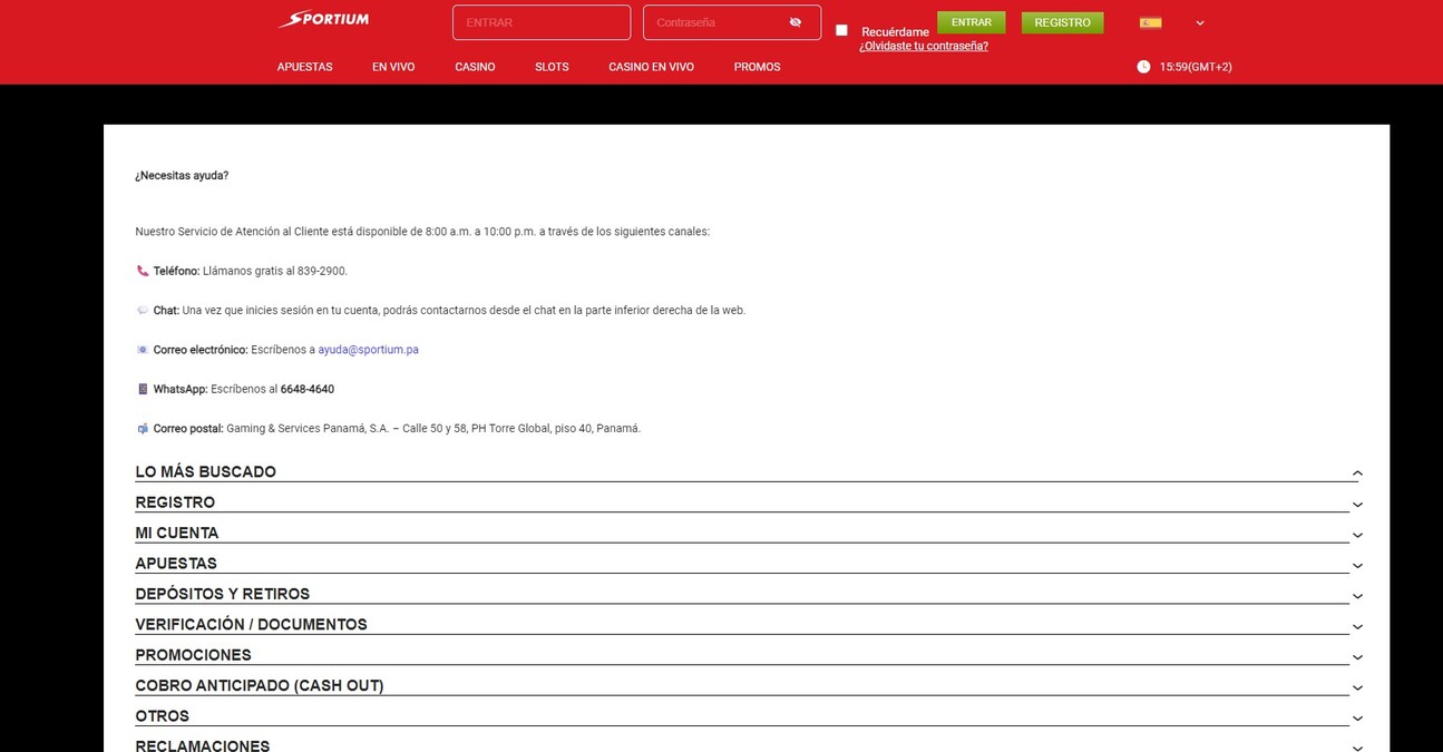 Sportium Panama Casino Atención al cliente pc