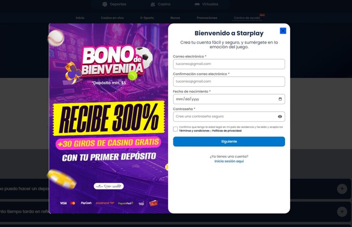 Starplay Panama Casino Registro pc